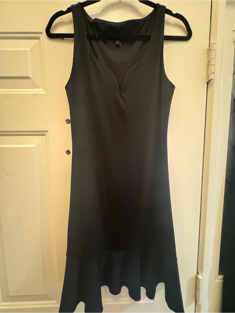 Express Black Ruffle-Hem Sleeveless Bodycon Dress